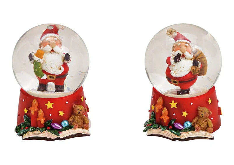 Schneekugel Nikolaus aus Poly, Rot Weihnachten Deko Winter