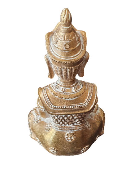 Buddha Figur sitzend gold mit Teelichthalter h=19cm