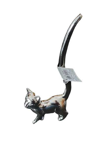 Ringhalter-Schmuck Katze & Mäuse verchromt h=17-20cm