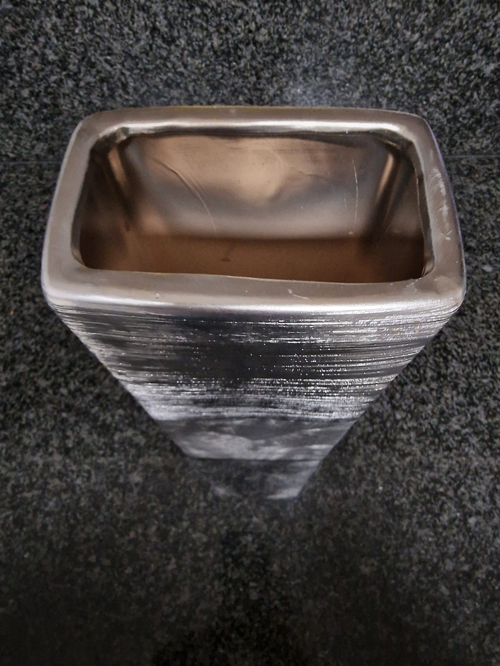 Exklusive Hochwertige Vase eckig "silber/anthrazit" h=29,5cm b=12cm