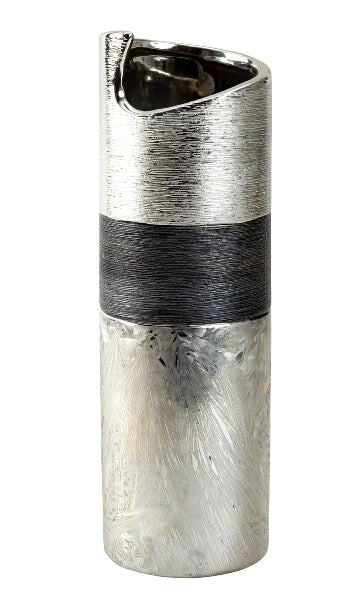Exklusive Hochwertige Vase rund m. Schnörkel "silber/anthrazit" h=30cm d=9,5cm