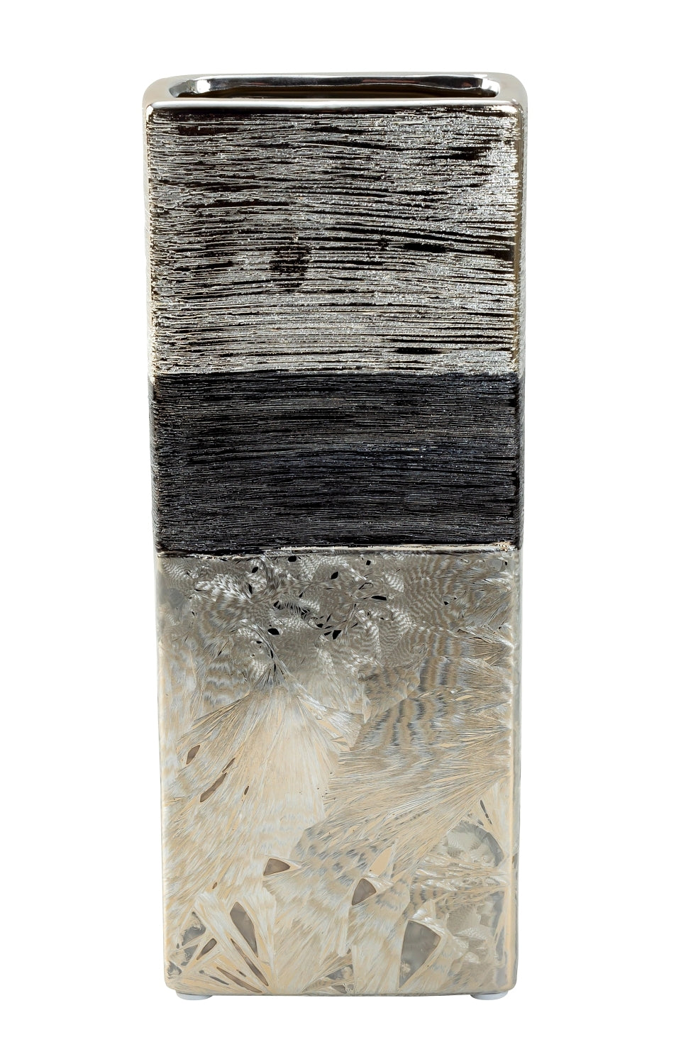 Exklusive Hochwertige Vase eckig "silber/anthrazit" h=29,5cm b=12cm